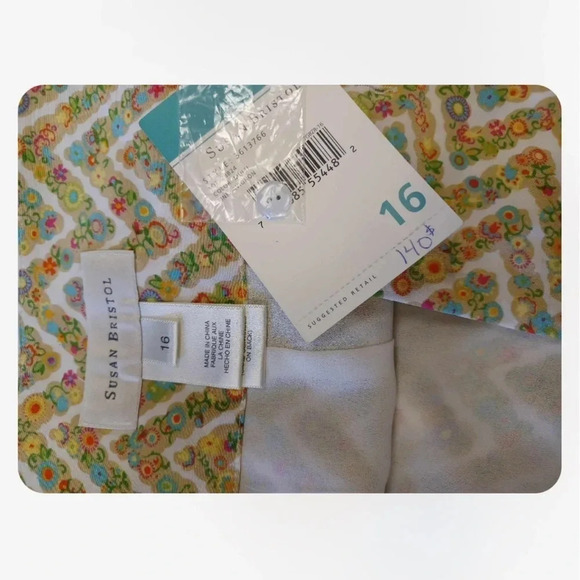 Susan Bristol 100%  Silk Multicoloured Midi Floral Skirt Size 16 - Picture 7 of 10